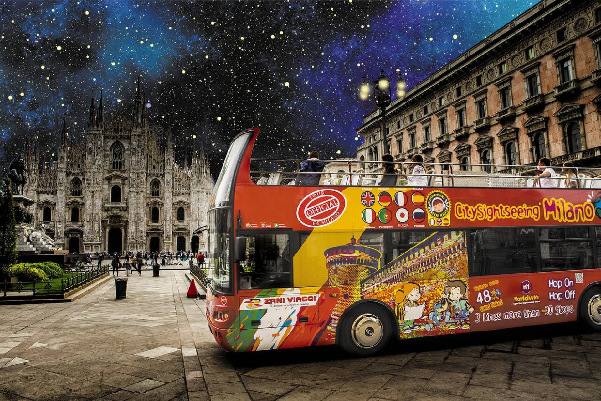Tour nocturno de Milán en autobús abierto