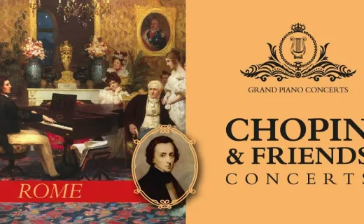 Chopin und italienische Freunde mit traditionellem italienischem Abendessen